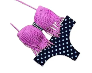 Vintage Pink Bow Fringe Tassel Bikini Set