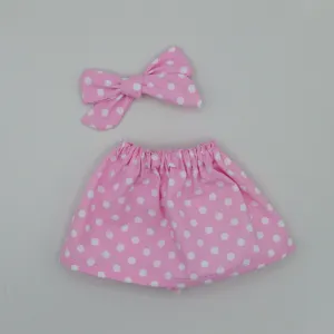 Vintage pink polka dot Doll Skirt - RTS