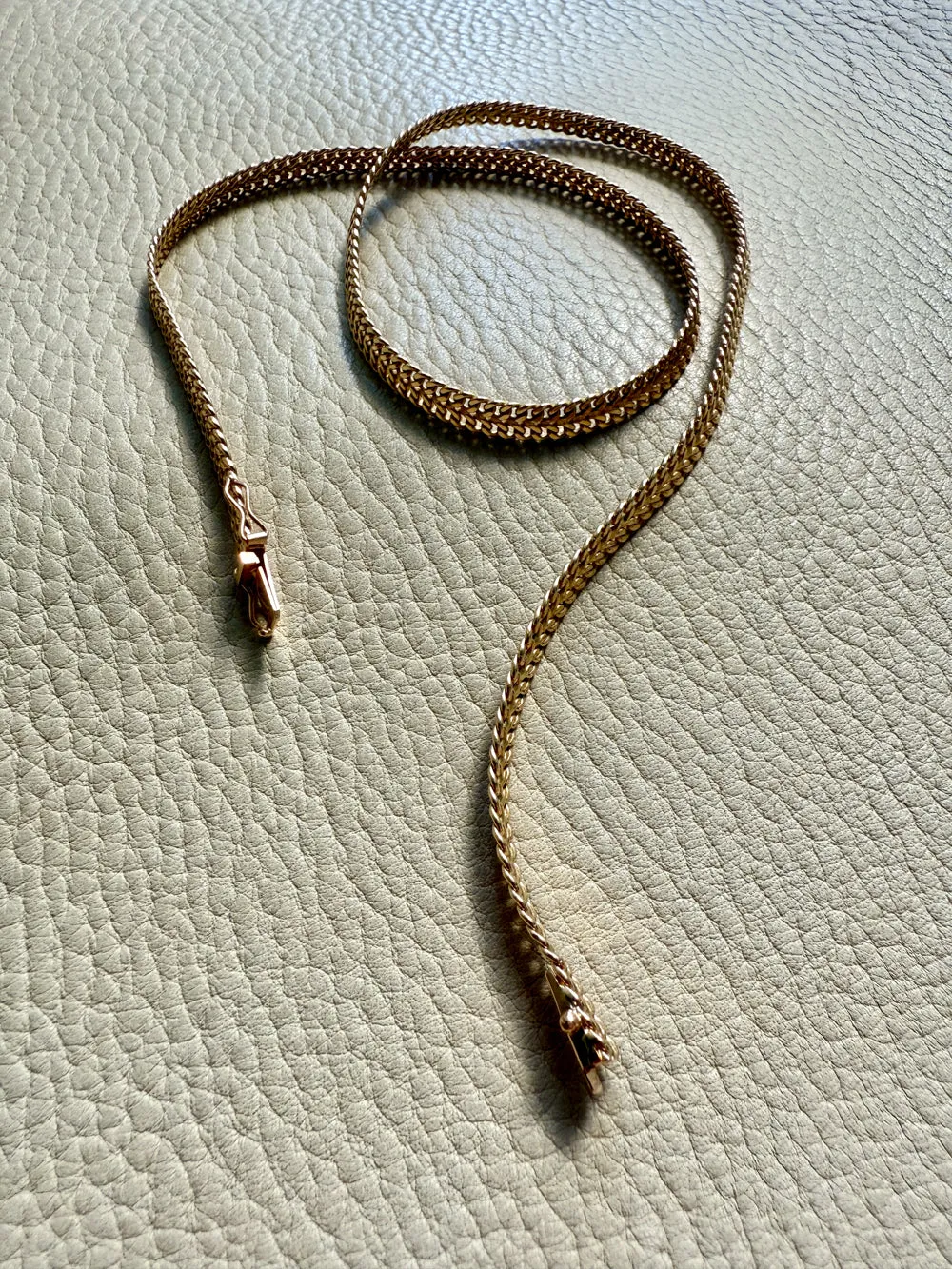 Vintage Swedish 18k Gold Herringbone Link Collar Necklace - 17.5 inch length