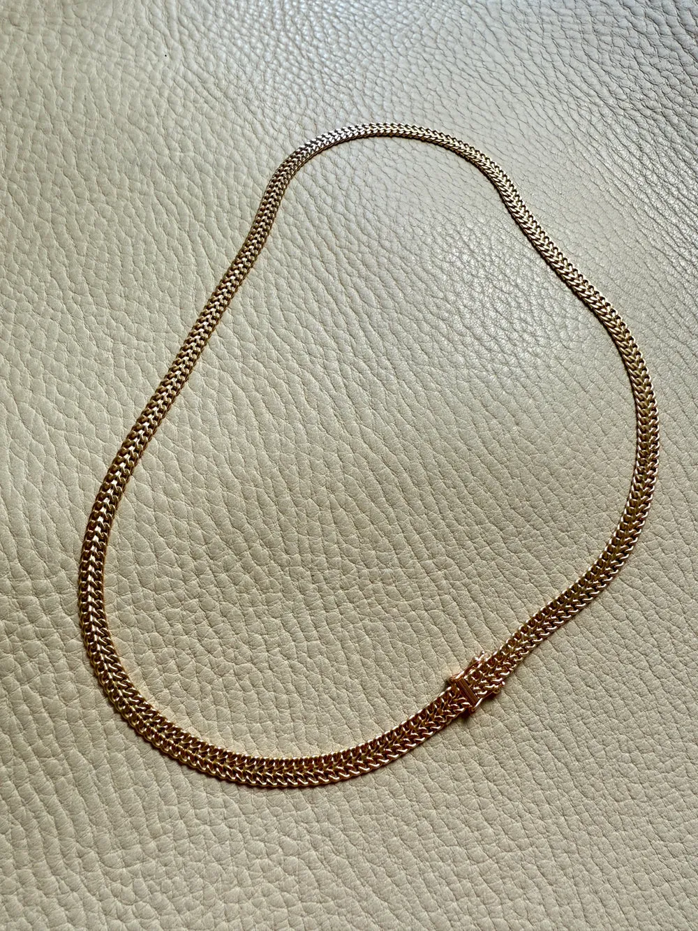 Vintage Swedish 18k Gold Herringbone Link Collar Necklace - 17.5 inch length