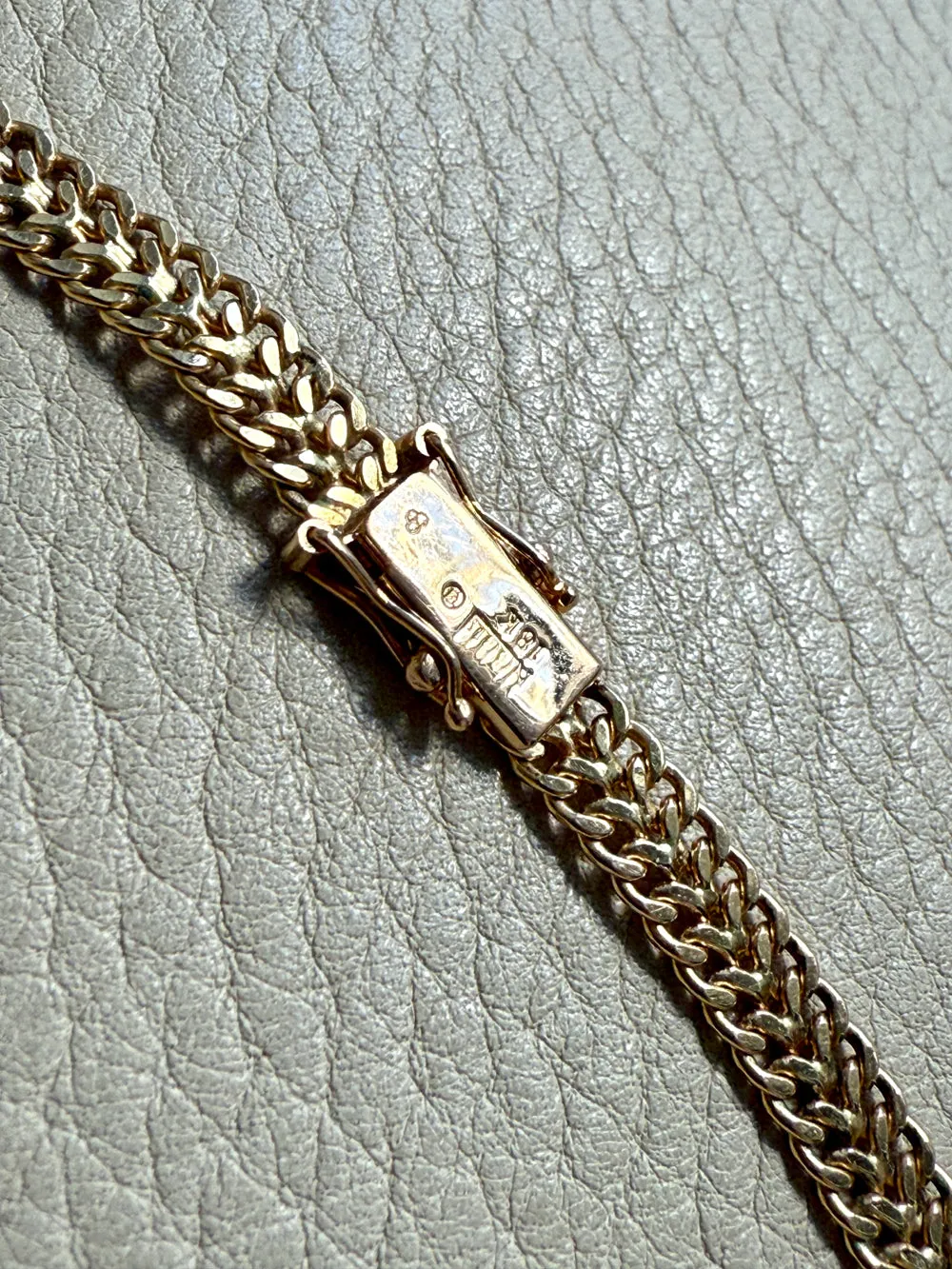 Vintage Swedish 18k Gold Herringbone Link Collar Necklace - 17.5 inch length