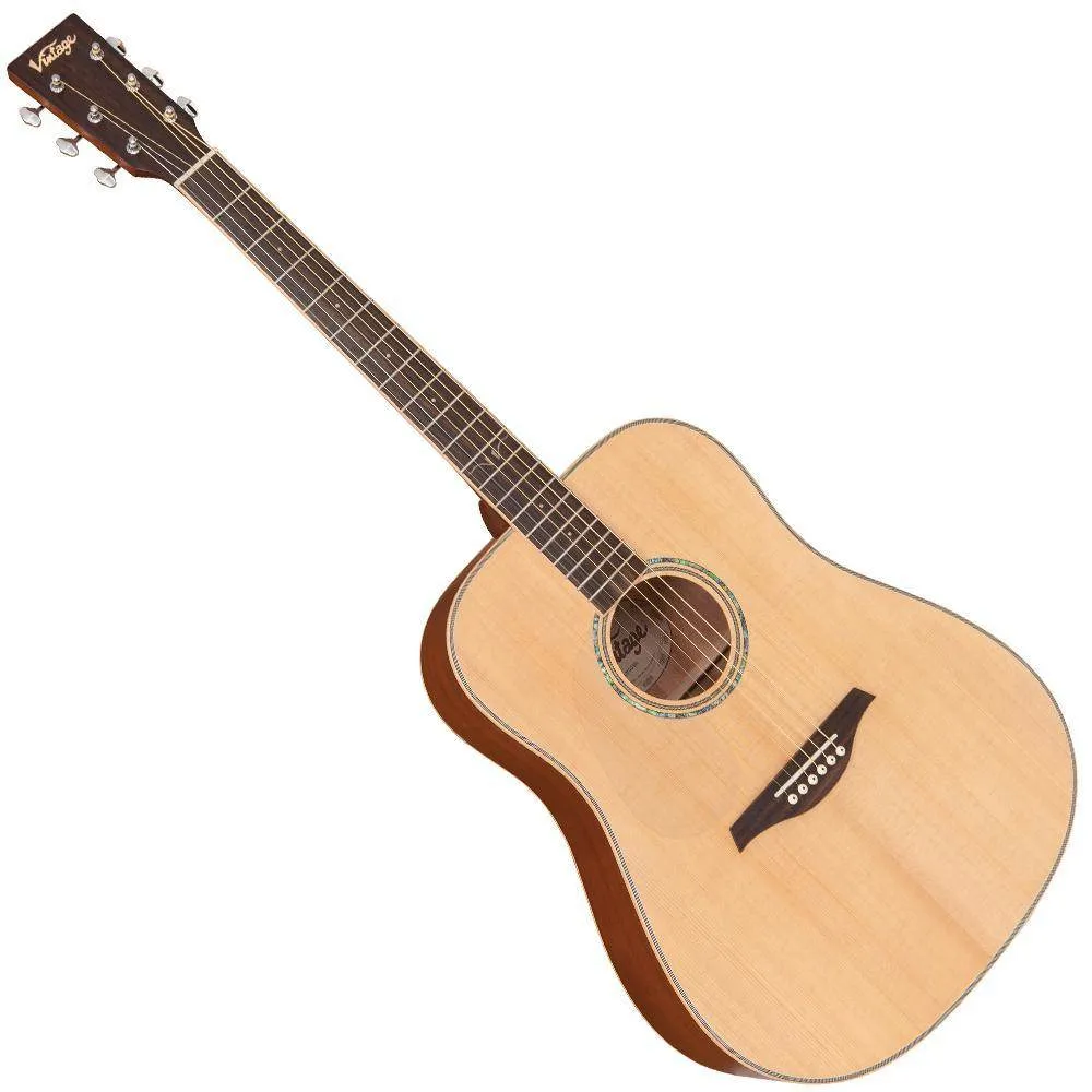 Vintage V501 Acoustic Dreadnought ~ Satin Natural - Left Hand