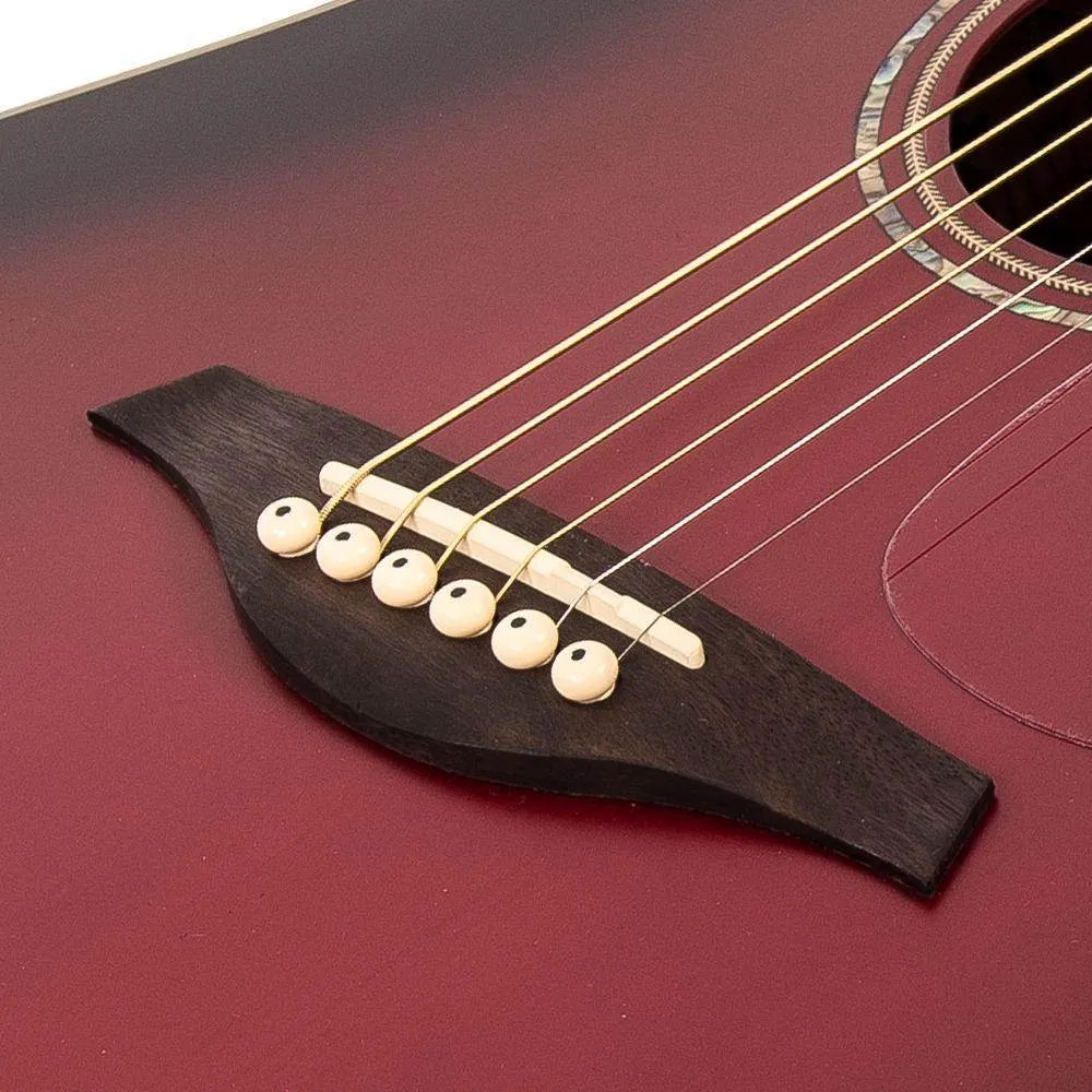 Vintage VEC550 Electro-Acoustic Dreadnought Guitar ~ Satin Burgundy Burst