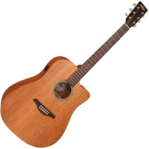 Vintage VEC550 Electro-Acoustic Dreadnought Guitar ~ Satin Mahogany