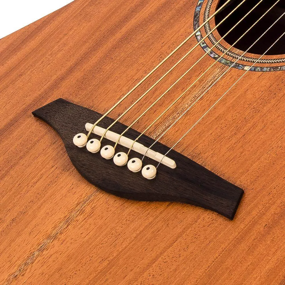 Vintage VEC550 Electro-Acoustic Dreadnought Guitar ~ Satin Mahogany
