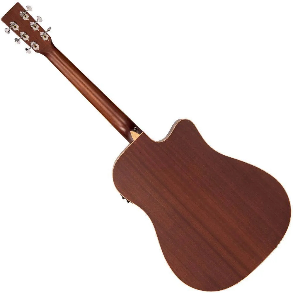 Vintage VEC550 Electro-Acoustic Dreadnought Guitar ~ Satin Natural ~ Left Hand