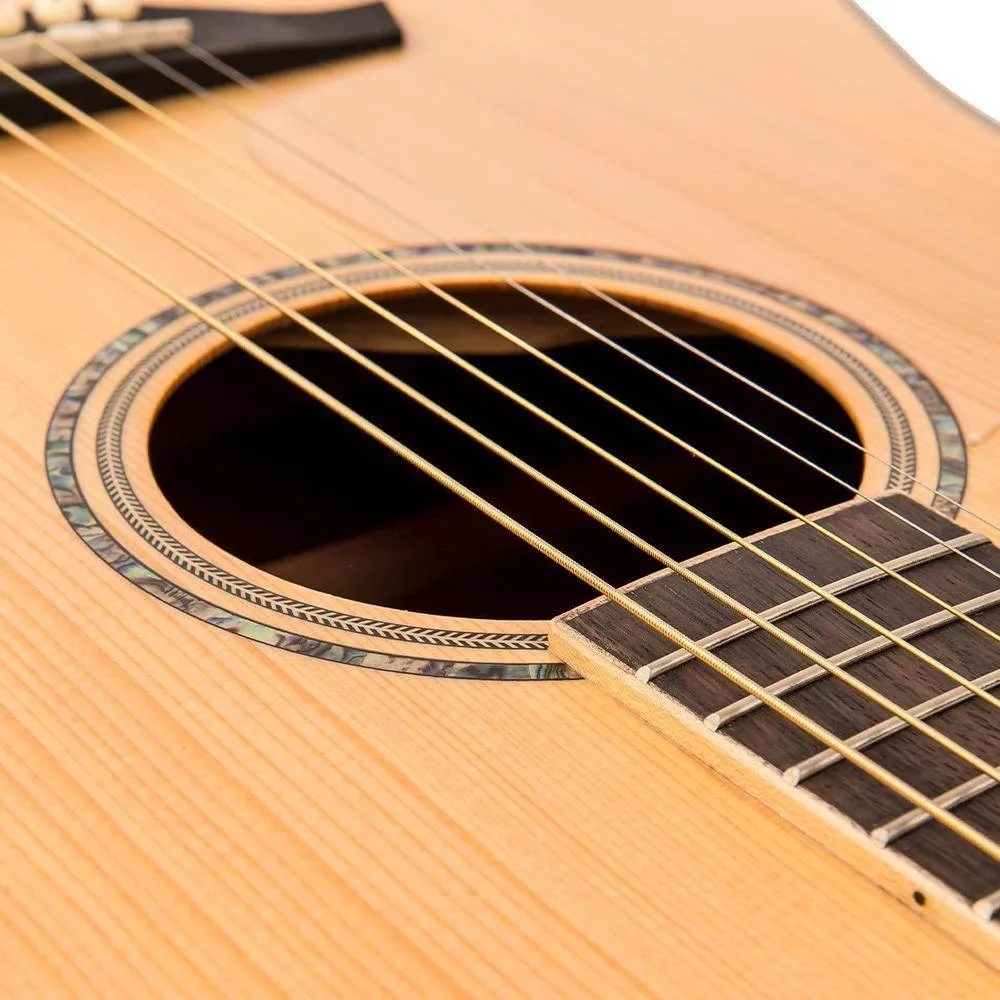 Vintage VEC550 Electro-Acoustic Dreadnought Guitar ~ Satin Natural ~ Left Hand