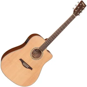 Vintage VEC550 Electro-Acoustic Dreadnought Guitar ~ Satin Natural
