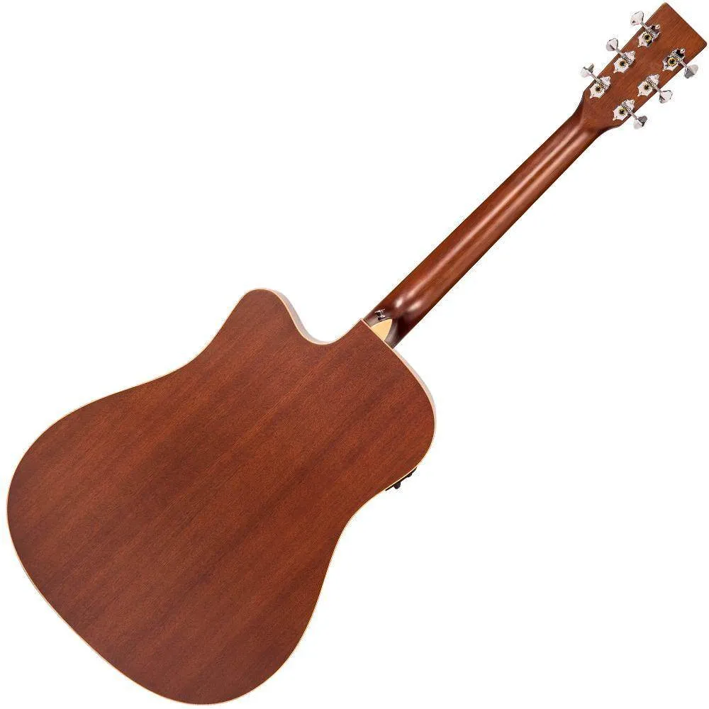 Vintage VEC550 Electro-Acoustic Dreadnought Guitar ~ Satin Natural