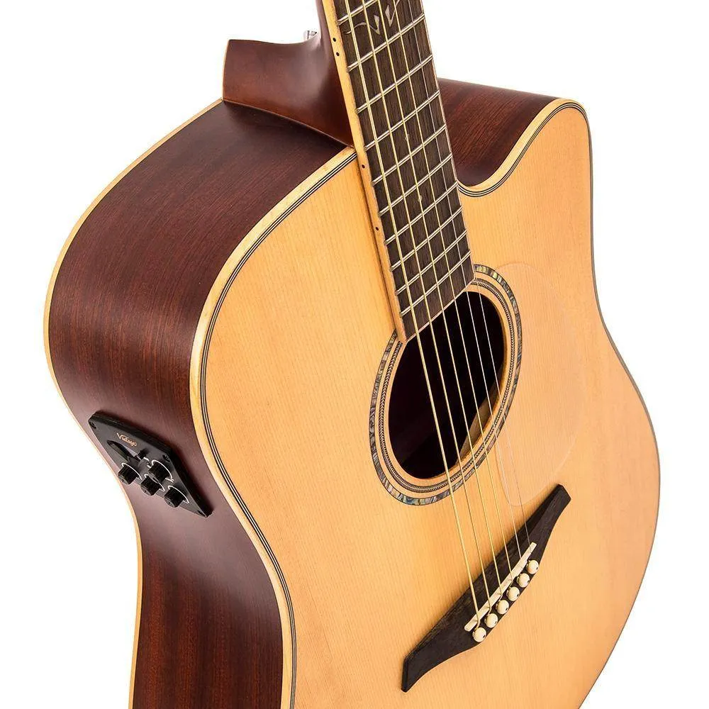 Vintage VEC550 Electro-Acoustic Dreadnought Guitar ~ Satin Natural