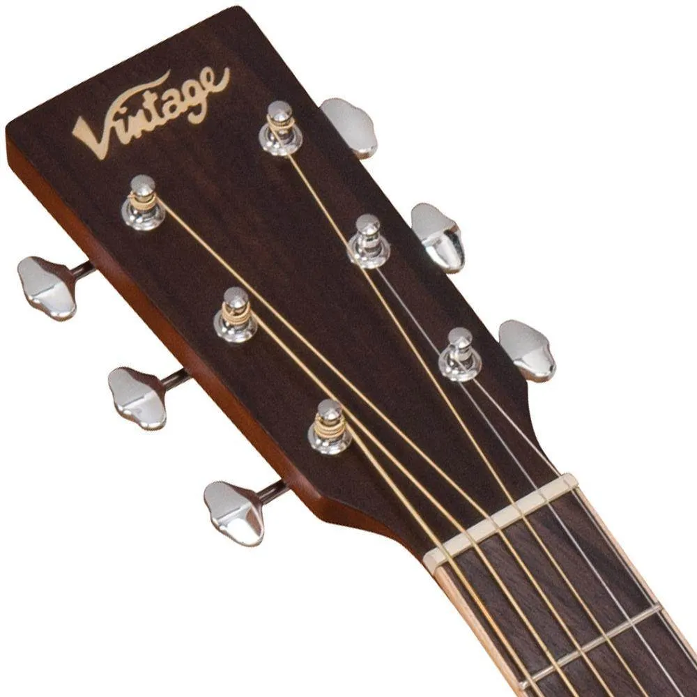 Vintage VEC550 Electro-Acoustic Dreadnought Guitar ~ Satin Tobacco Sunburst