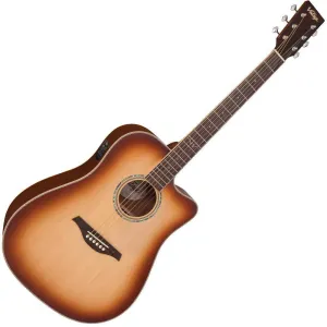 Vintage VEC550 Electro-Acoustic Dreadnought Guitar ~ Satin Tobacco Sunburst