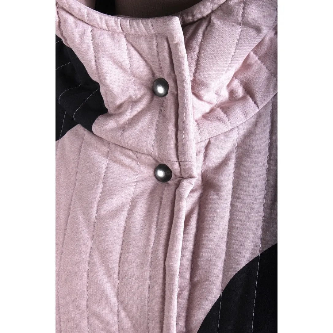 Vintage Vuokko Huge Polka Dot Cotton Quilted Womens Hooded Coat Snap Front Mod XS/S