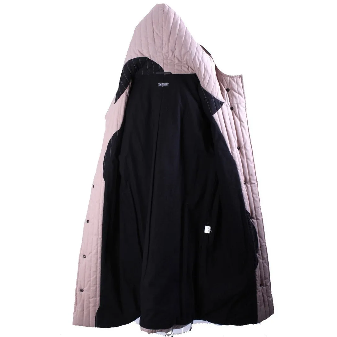 Vintage Vuokko Huge Polka Dot Cotton Quilted Womens Hooded Coat Snap Front Mod XS/S