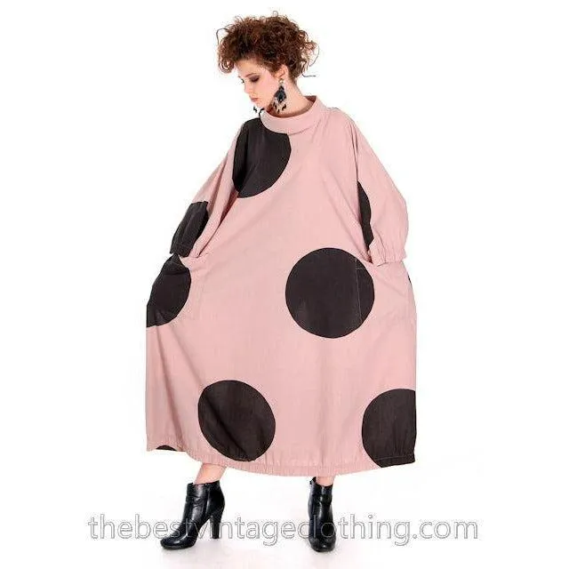 Vintage Vuokko Nurmesniemi Polka Dot Dress Huge Mod 1970s M