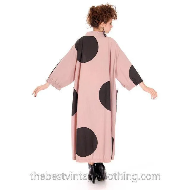 Vintage Vuokko Nurmesniemi Polka Dot Dress Huge Mod 1970s M