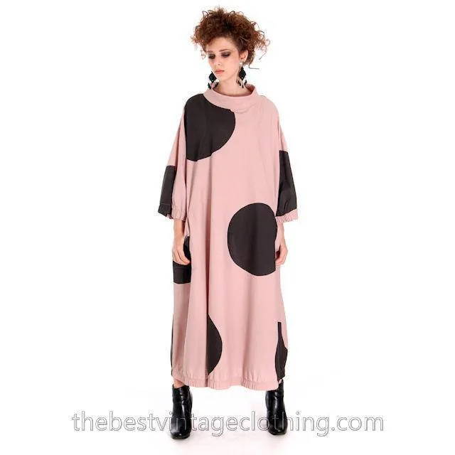 Vintage Vuokko Nurmesniemi Polka Dot Dress Huge Mod 1970s M