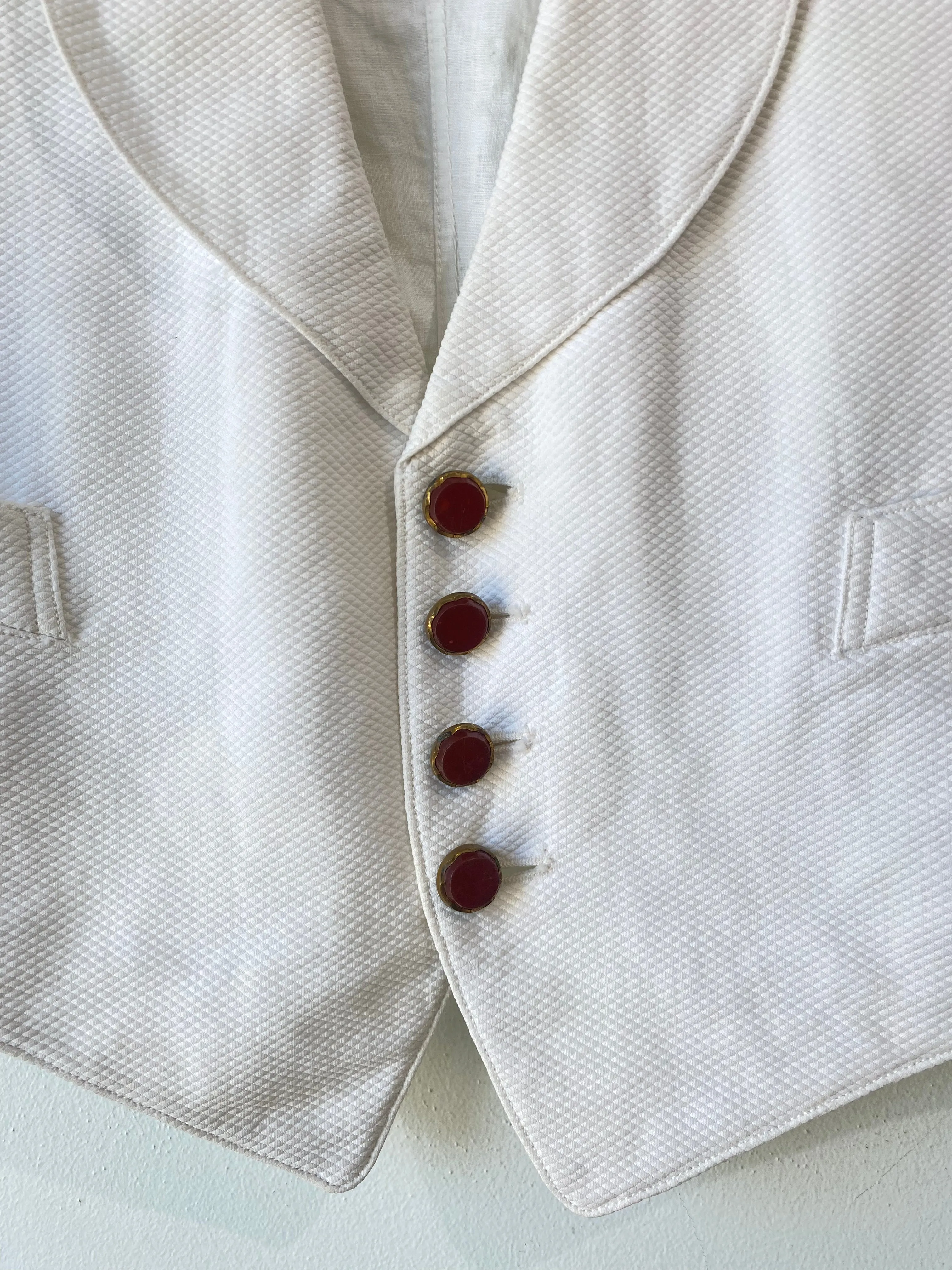 Vintage White Vest with Glass Buttons