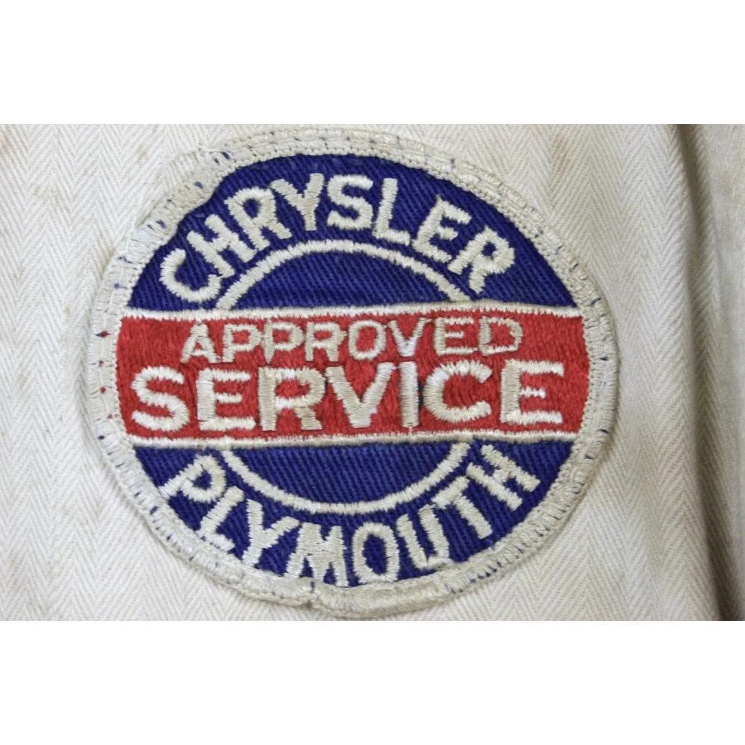 Vtg 40’s Chrysler Auto Mechanic Shop Coat Sz 38 Sanforized Cowden Herringbone