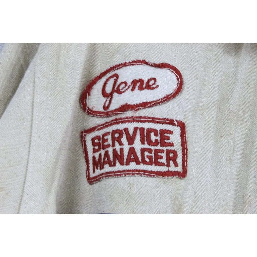 Vtg 40’s Chrysler Auto Mechanic Shop Coat Sz 38 Sanforized Cowden Herringbone