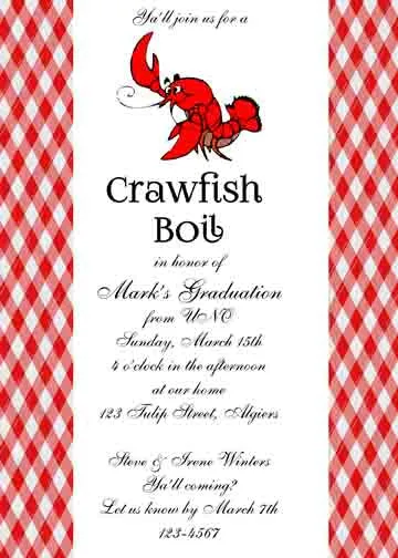 WAVING CRAWFISH CHECKER BANDS CUSTOM INVITATION