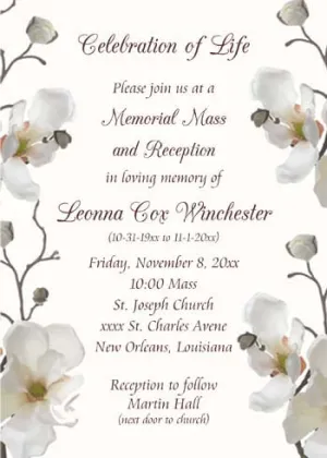 WHITE ORCHIDS CUSTOM INVITATION
