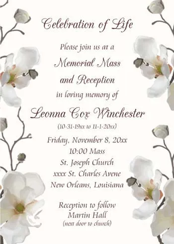 WHITE ORCHIDS CUSTOM INVITATION