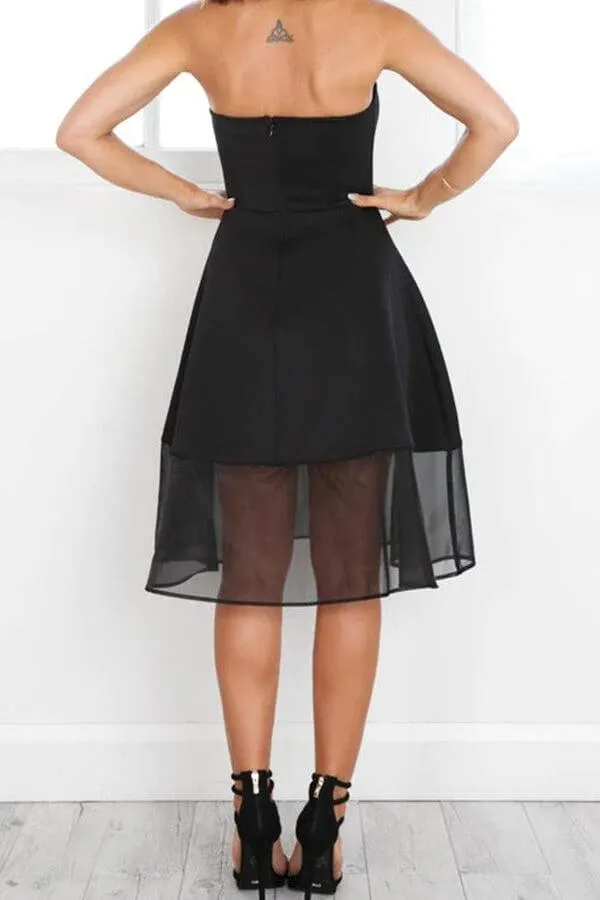 White Strapless A-line Knee-Length Homecoming Dress, Graduation Dress, MH590