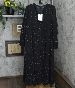 Who What Wear Women's Polka Dot Long Sleeve Tiered Flowy Dress WD-783