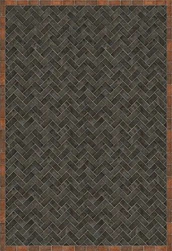Williamsburg Brick Herringbone "The Powder Horn" Vinyl Floorcloth - Spicher & Co.