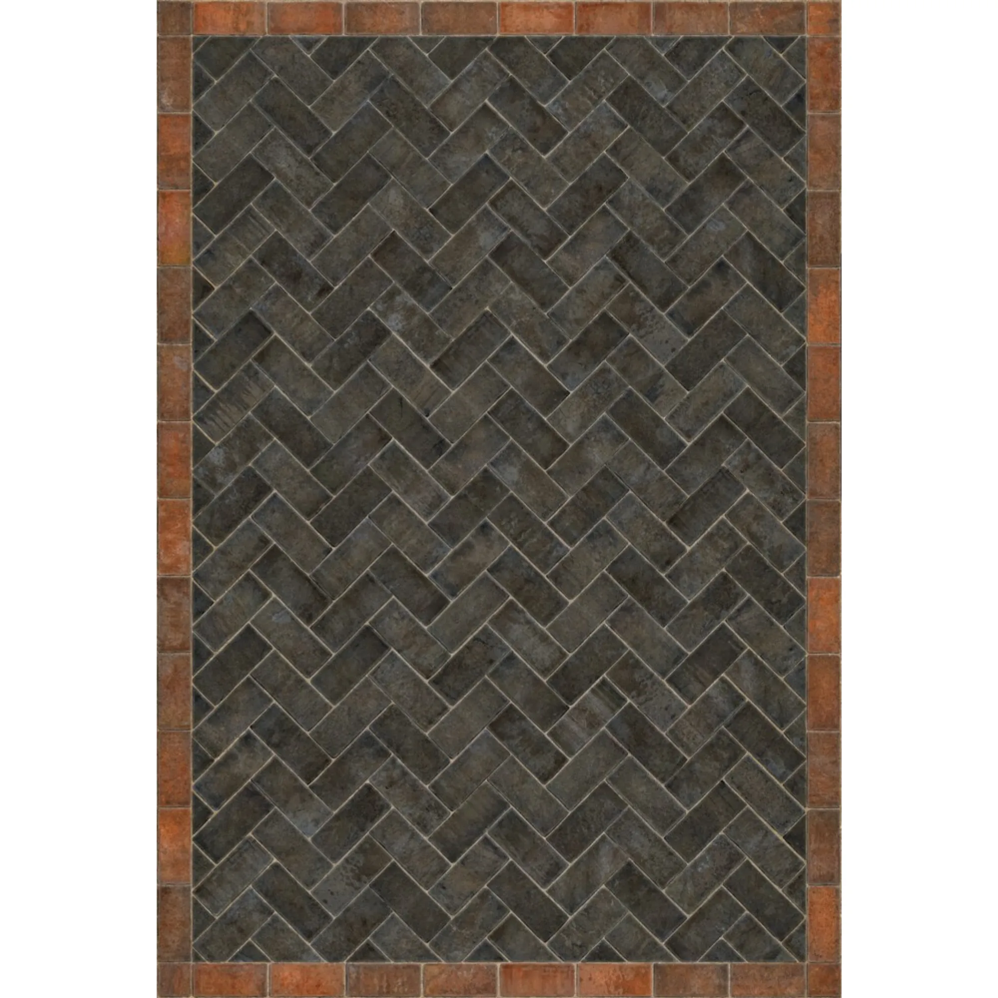 Williamsburg Brick Herringbone "The Powder Horn" Vinyl Floorcloth - Spicher & Co.