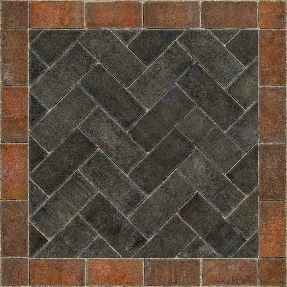 Williamsburg Brick Herringbone "The Powder Horn" Vinyl Floorcloth - Spicher & Co.