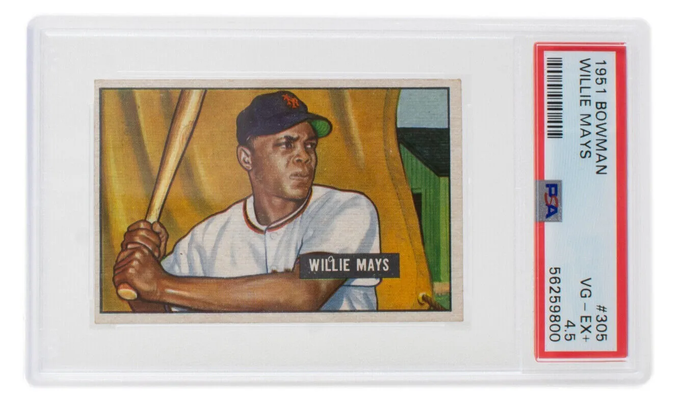 Willie Mays 1951 Bowman #305 New York Giants Rookie Card PSA VG-EX  4.5