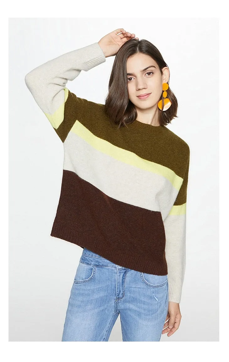 Women's Colorful Joint Knit with Round Collar