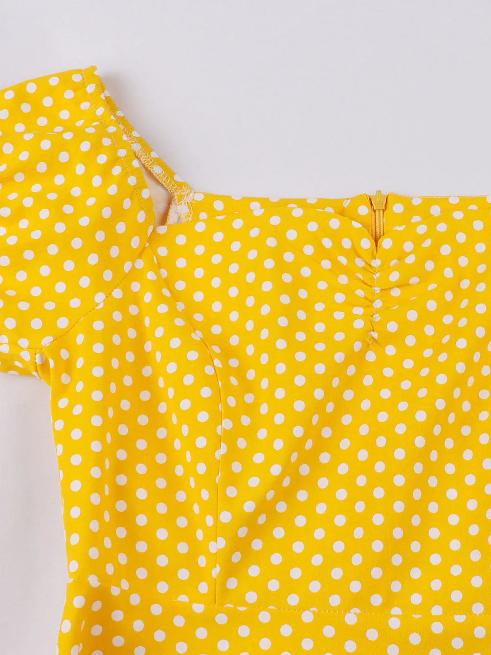 Yellow Polka Dots Cap Sleeve Short Sleeve 1950S Vintage Swing Dress