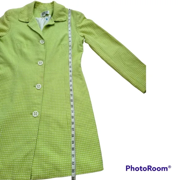 YVES COSSETT DEPECHE MODE Lime Green Polka Dot Print Jacket Size 8