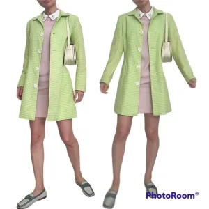 YVES COSSETT DEPECHE MODE Lime Green Polka Dot Print Jacket Size 8