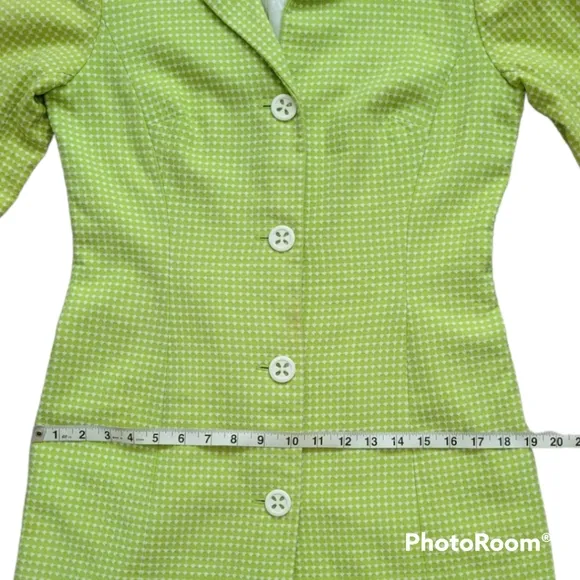 YVES COSSETT DEPECHE MODE Lime Green Polka Dot Print Jacket Size 8