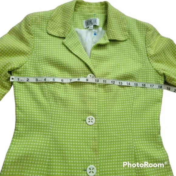 YVES COSSETT DEPECHE MODE Lime Green Polka Dot Print Jacket Size 8